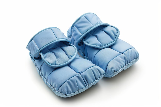 Photo baby blue quilted booties for a newborn39s first steps