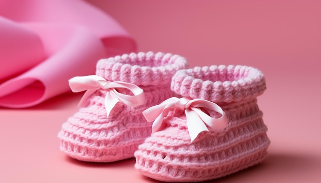 Photo baby booties in pink a cute celebration generated by ai