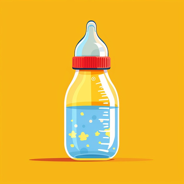 Baby Bottle Vector Icon Isolated on Flat Color Background