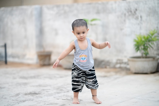 Baby Boy playing in terrace