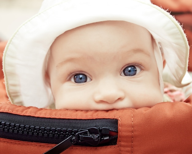 Baby in buggy outdoors