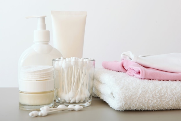 Baby care products on the table daily baby care products for skin care