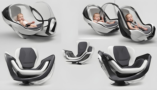 a baby in a chair that has a baby in it