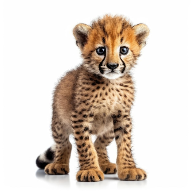 Baby Cheetah isolated on white generative AI