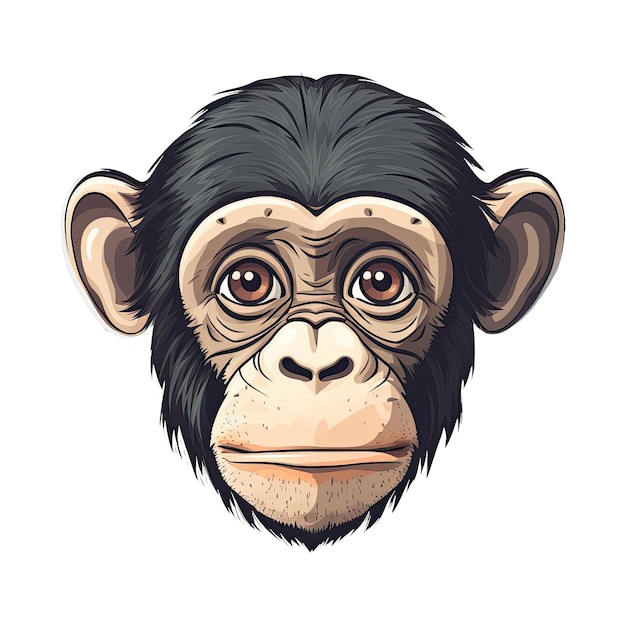 Baby Chimpanzee Face Sticker On Isolated Tansparent Background Png Logo Generative AI