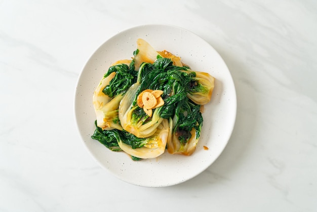 Baby Chinese cabbage with oyster sauce and garlic