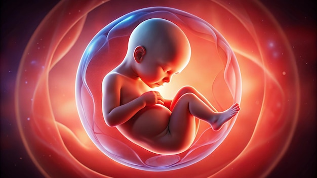 Photo a baby in a circle with a red background