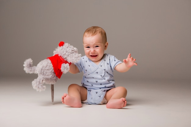 baby crying isolate on a light background