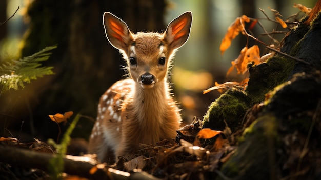 Baby deer in the forest