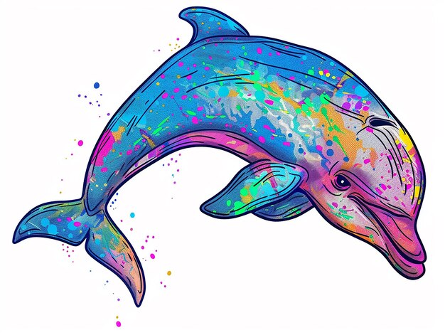 Baby Dolphin Simple Colorful Art for Kids Coloring