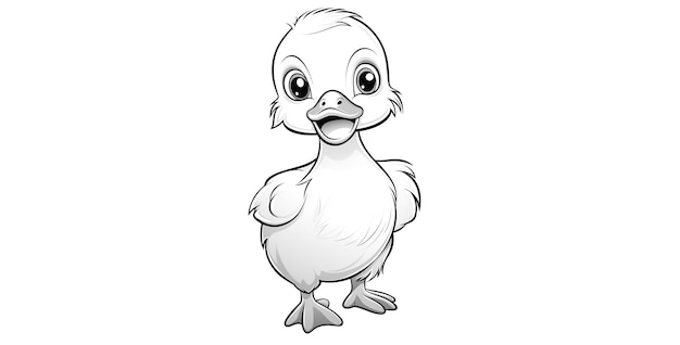 Baby duck cute kids coloring page white background