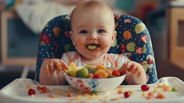 Baby eating a bow