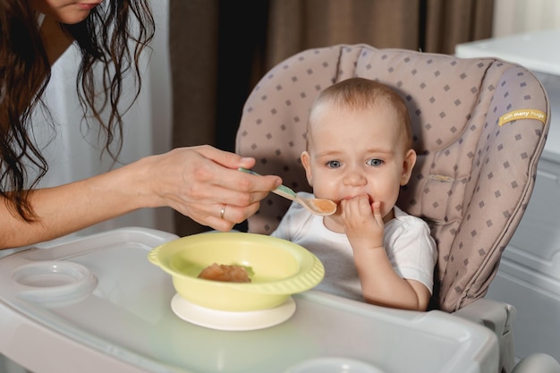 The baby eats at the children's table for up to a year