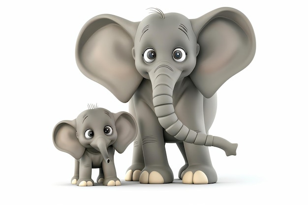 Baby Elephant Growing into Adult Isolated In Transparent Background