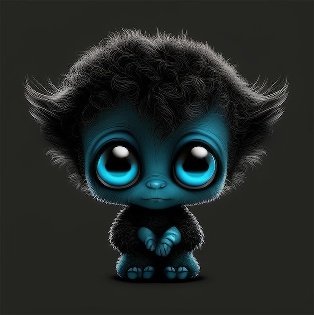 A baby fur alien with blue eye