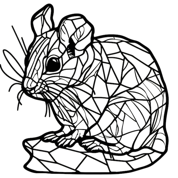 Baby gerbil line art isolaled on white background