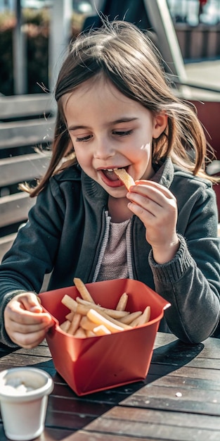 Photo baby girl eating foods