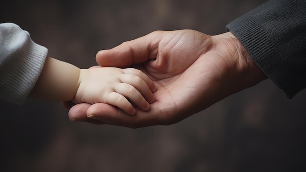 a baby hand holding an older hand