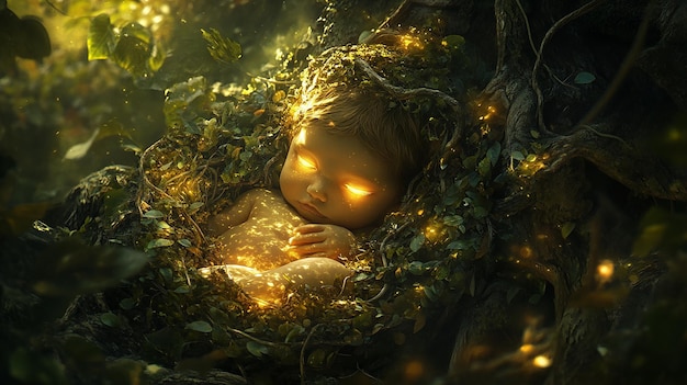 Baby Held by Jungle Spirits