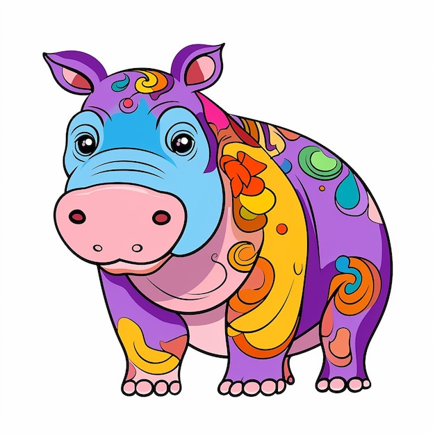 Baby Hippo Art Kids Coloring Page