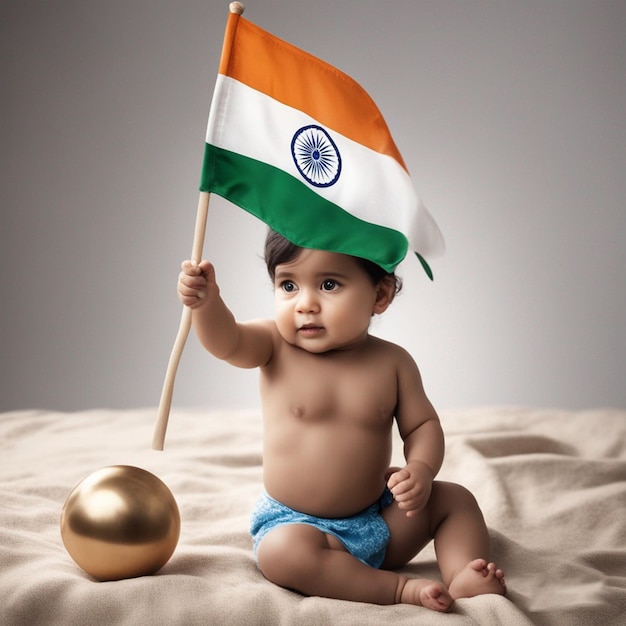 Baby Holding Indian Flag