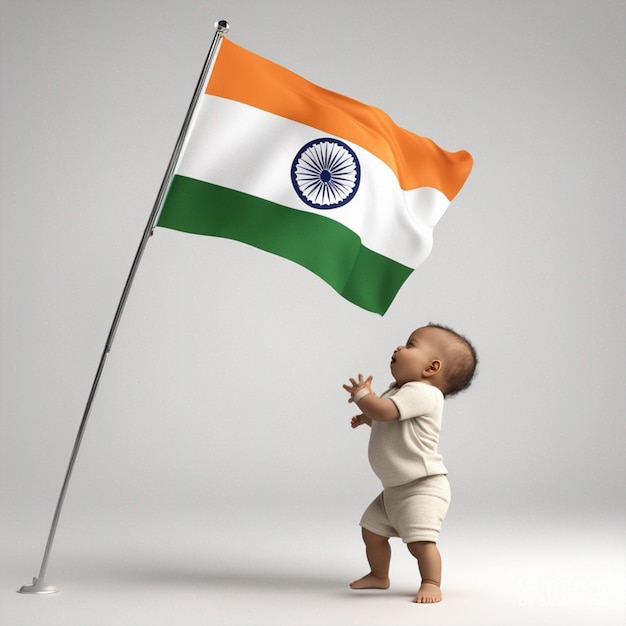 Baby Holding Indian Flag