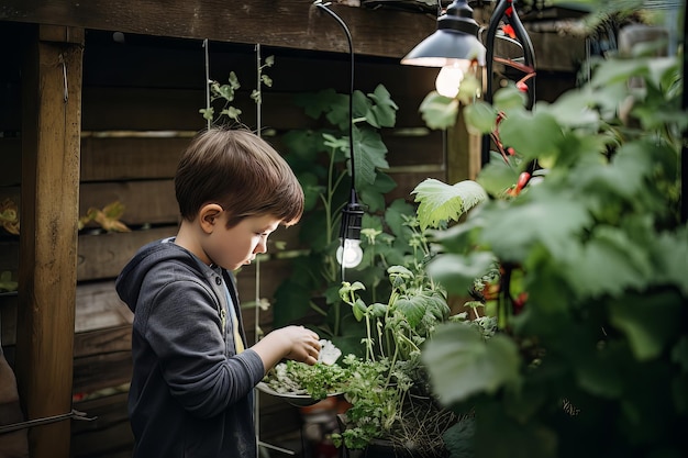 Baby in home garden Illustration AI GenerativexA