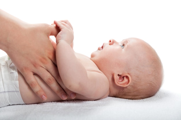 Baby human skin mother child human hand stroking white