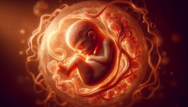 Photo a baby is shown in a circle with a red background