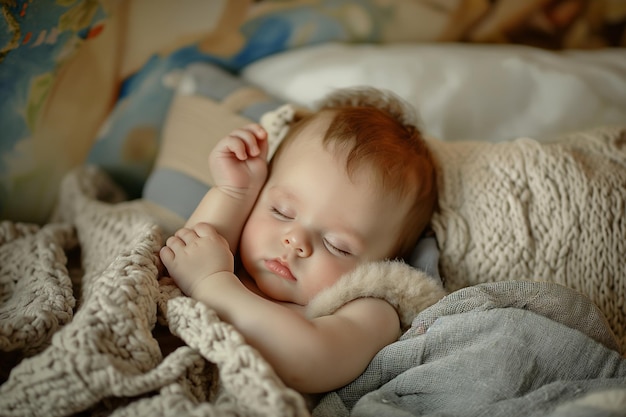 Photo baby is sleep on the bed wall art