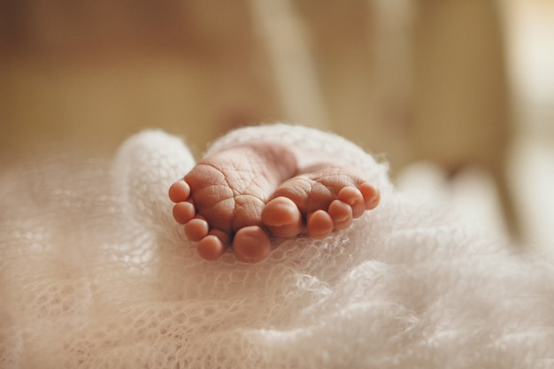 Baby'newborn baby legs, massage concept of childhood, health care, IVF, hygiene