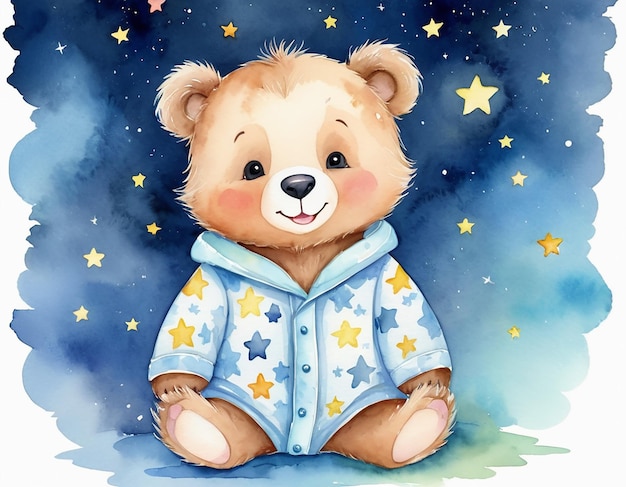 Baby night illustration bear