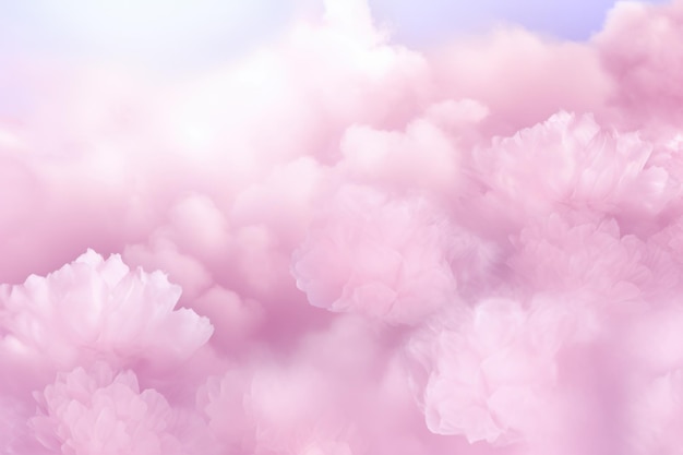 Baby Pink Cotton Candy Clouds in the Sky Fluffy and Abstract Background with Pastel Shades