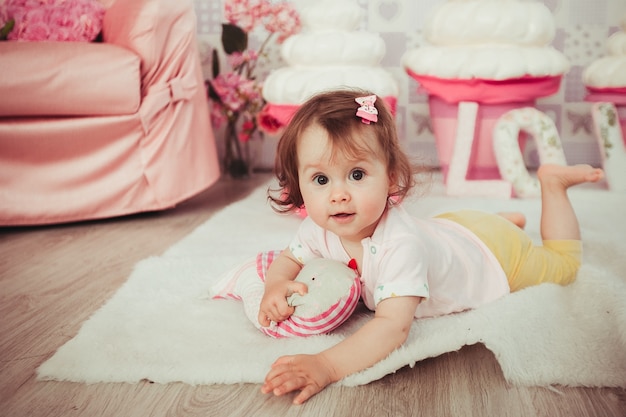 Baby playing on the floor