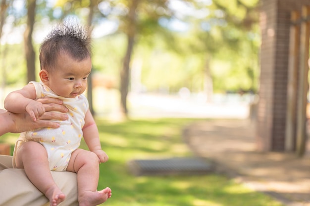 Baby playing in the park