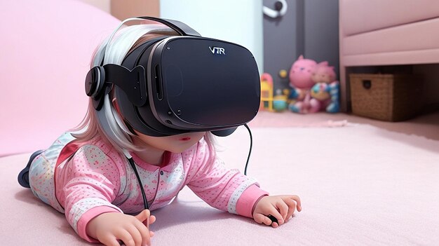 Baby Playing with VR Headsets Metaverse and Future Technology