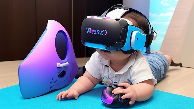 Baby Playing with VR Headsets Metaverse and Future Technology