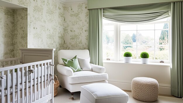 Baby room decor and interior design inspiration in the English countryside style cottage