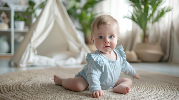 Photo the baby on the rug