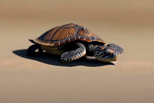 Baby sea turtle moving towards the ocean