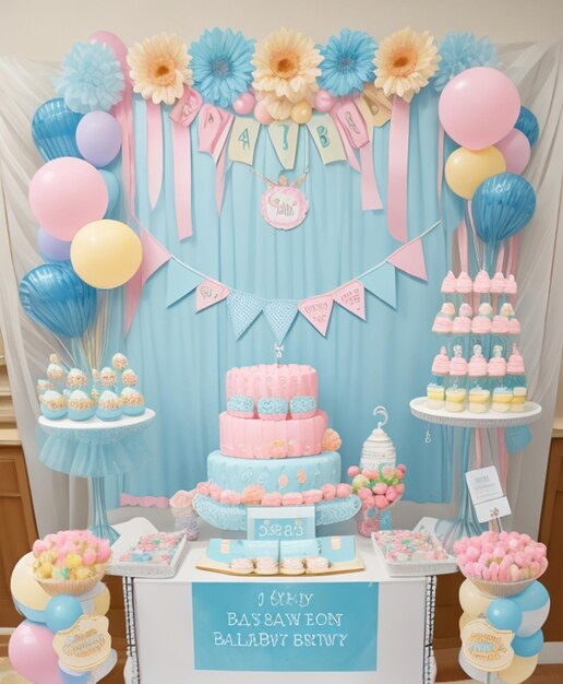 Baby shower decoration gender reveal baby shower card party art