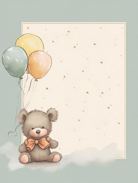 Baby Shower Invitation Boho Style Invitation Bear Kids Party Invitation