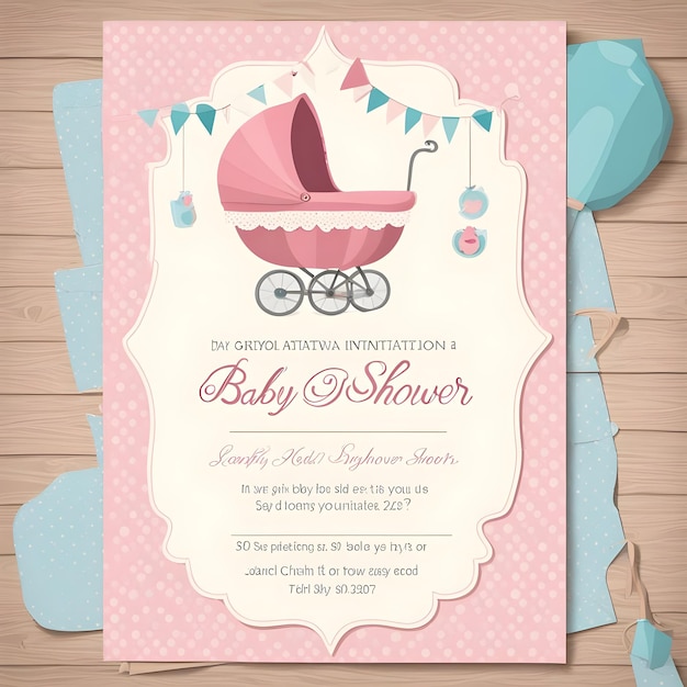 Photo a baby shower invitation with a baby on it