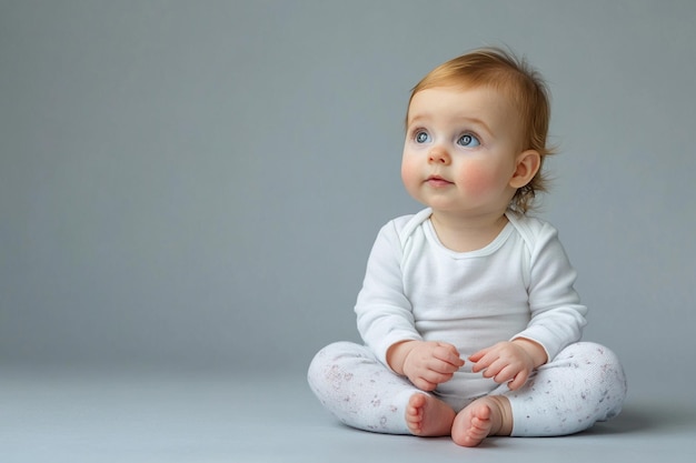 a baby sits on the floor with a white shirt that says quot baby quot