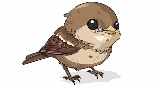 baby Song Sparrow in chibi style on white background