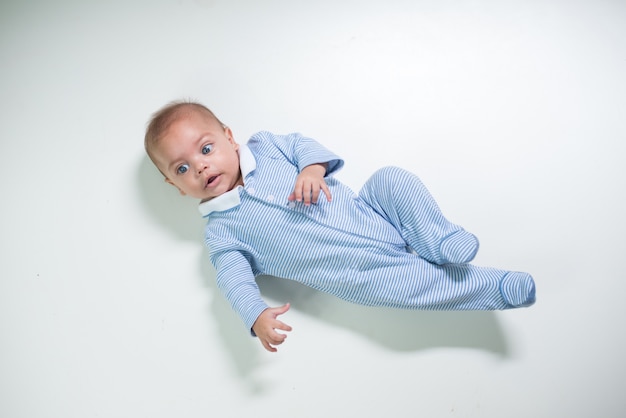 Baby in studio white isolated background