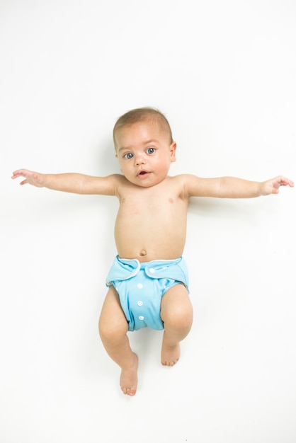 Baby in studio white isolated background