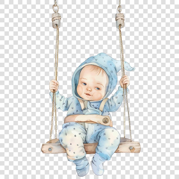 baby in swing illustration watercolor