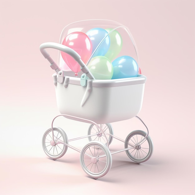 baby trolley icon isolated 3d render illustration