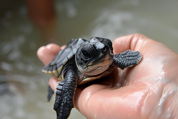 Baby turtle in human hand